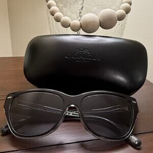 Coach Women's Fashion Black/Transparent Grey Sunglasses with Case